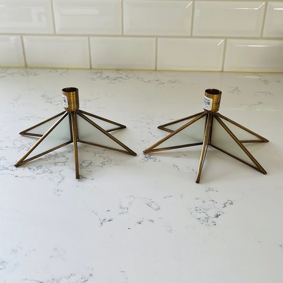 Crate&barrel Brass Star Taper Candle Holder - Picture 5 of 11